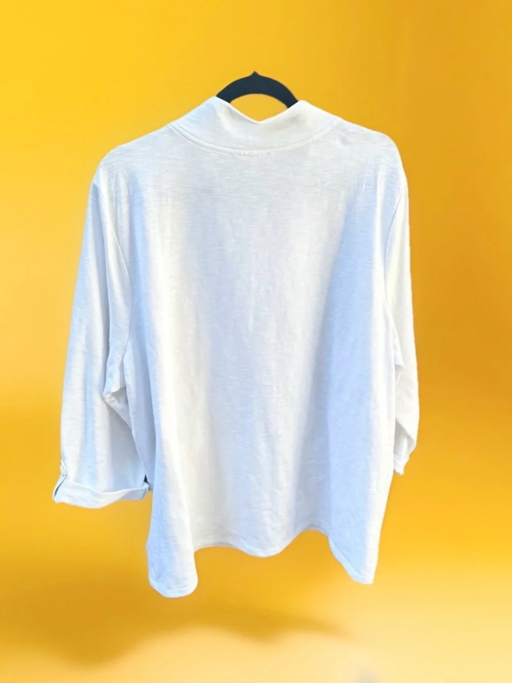 Talbots White Henley Shirt with Button Placket - Picture 6 of 7
